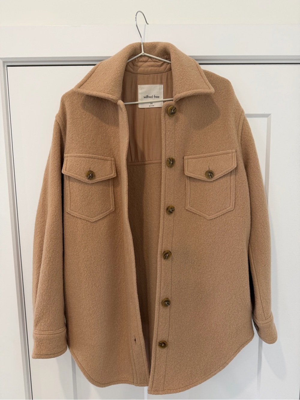 Wilfred Women’s Camel Wool-Blend Button-Up Jacket